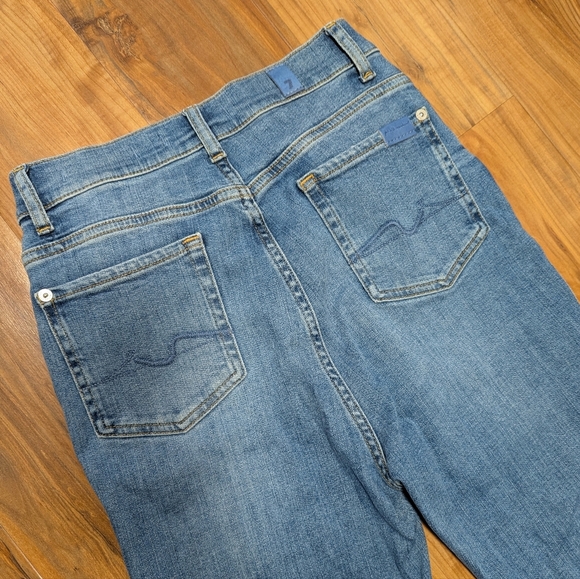 7 For All Mankind Women's 26 High Waist Slim Kick Medium Wash Raw Hem Denim Jean - Picture 4 of 7